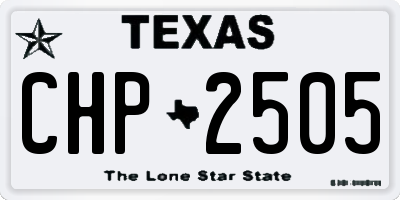 TX license plate CHP2505