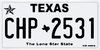 TX license plate CHP2531