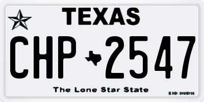 TX license plate CHP2547