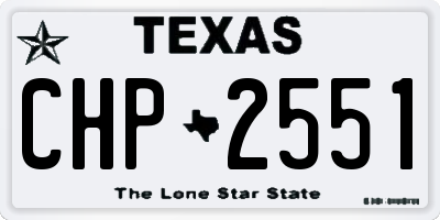 TX license plate CHP2551