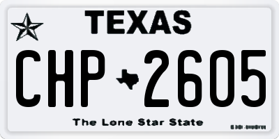 TX license plate CHP2605