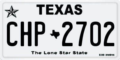 TX license plate CHP2702