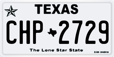 TX license plate CHP2729