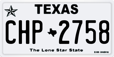 TX license plate CHP2758