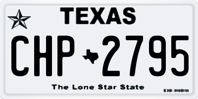 TX license plate CHP2795