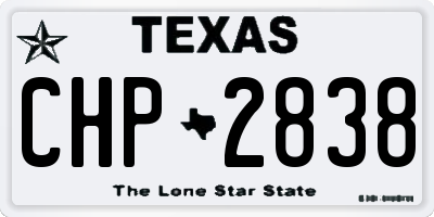 TX license plate CHP2838