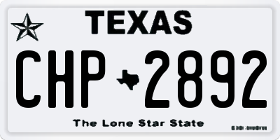 TX license plate CHP2892