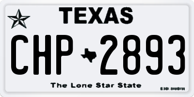 TX license plate CHP2893