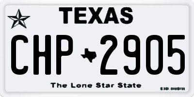 TX license plate CHP2905