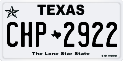 TX license plate CHP2922