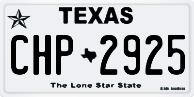 TX license plate CHP2925
