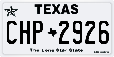 TX license plate CHP2926