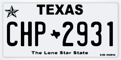TX license plate CHP2931