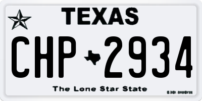 TX license plate CHP2934