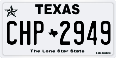 TX license plate CHP2949