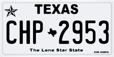 TX license plate CHP2953