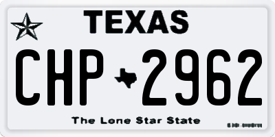 TX license plate CHP2962