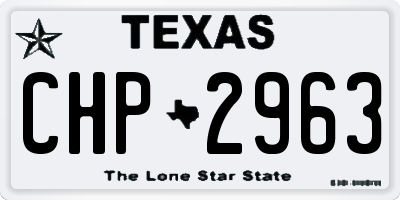 TX license plate CHP2963