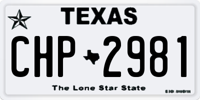 TX license plate CHP2981