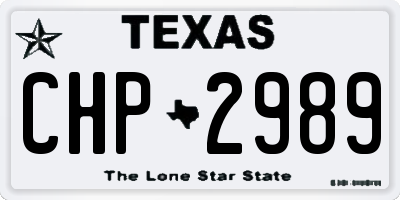 TX license plate CHP2989
