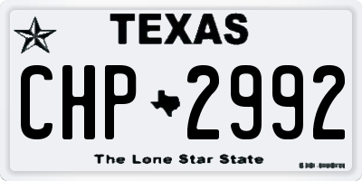TX license plate CHP2992