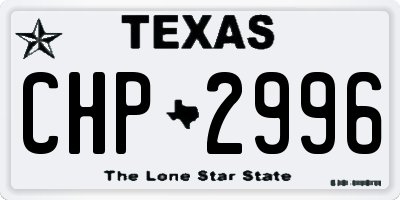 TX license plate CHP2996