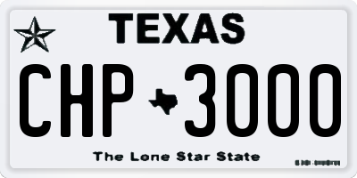 TX license plate CHP3000