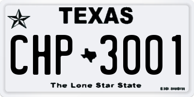 TX license plate CHP3001