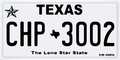 TX license plate CHP3002