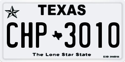 TX license plate CHP3010