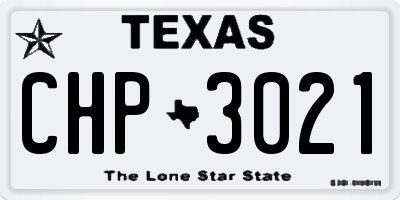 TX license plate CHP3021