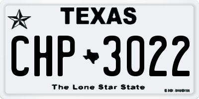 TX license plate CHP3022