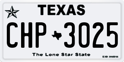 TX license plate CHP3025