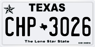 TX license plate CHP3026