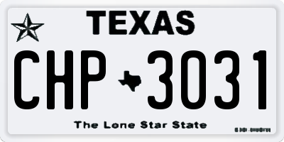 TX license plate CHP3031