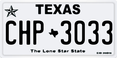 TX license plate CHP3033
