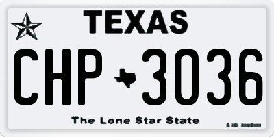 TX license plate CHP3036