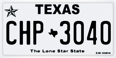 TX license plate CHP3040