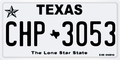 TX license plate CHP3053