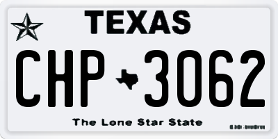 TX license plate CHP3062
