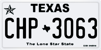 TX license plate CHP3063