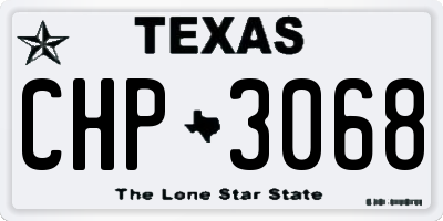 TX license plate CHP3068