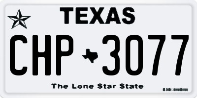 TX license plate CHP3077