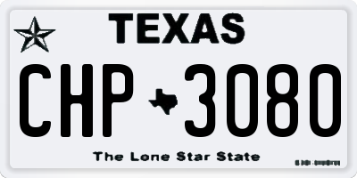 TX license plate CHP3080