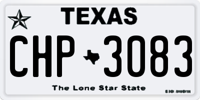 TX license plate CHP3083