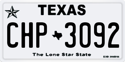 TX license plate CHP3092