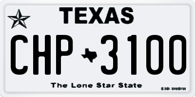 TX license plate CHP3100