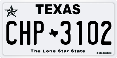 TX license plate CHP3102