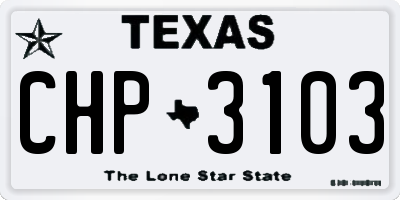 TX license plate CHP3103