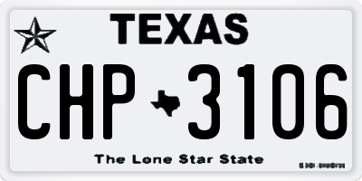TX license plate CHP3106